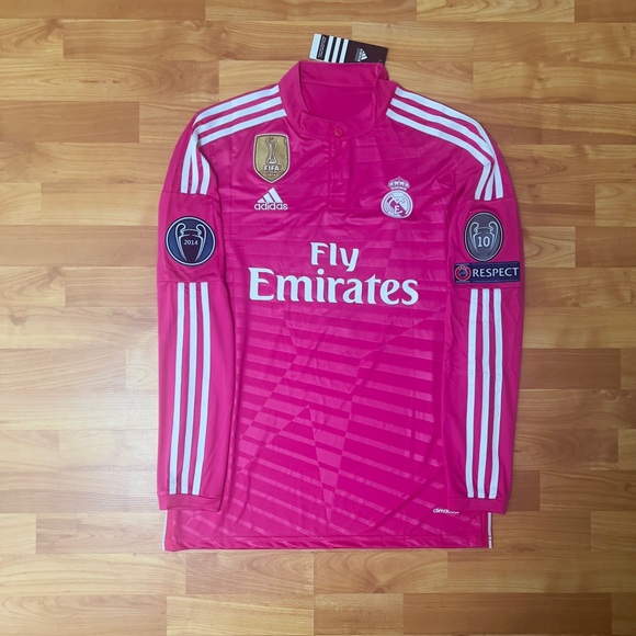 Cristiano Ronaldo #7 14/15 Real Madrid Long Sleeve Away Pink Jersey Size Medium - Picture 2 of 2